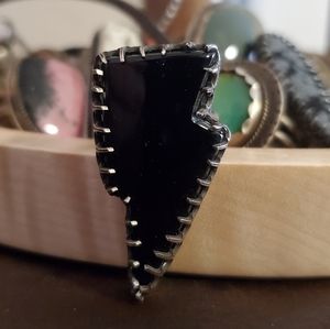 Lightning Bolt ⚡ Onyx Sterling Silver Ring